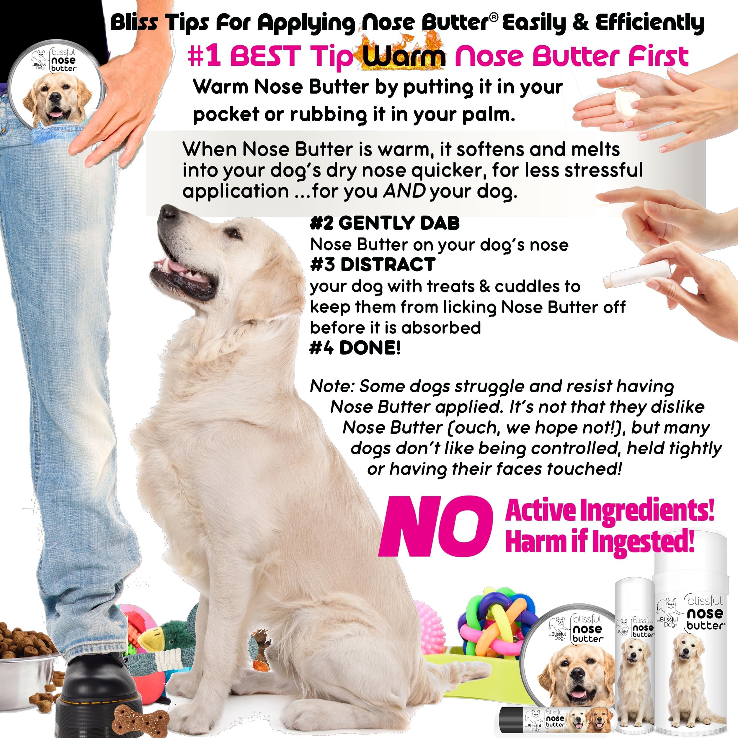 The Blissful Dog Golden Retreiver Unscented Nose Butter - Dog Nose Butter, 0.50 Ounce